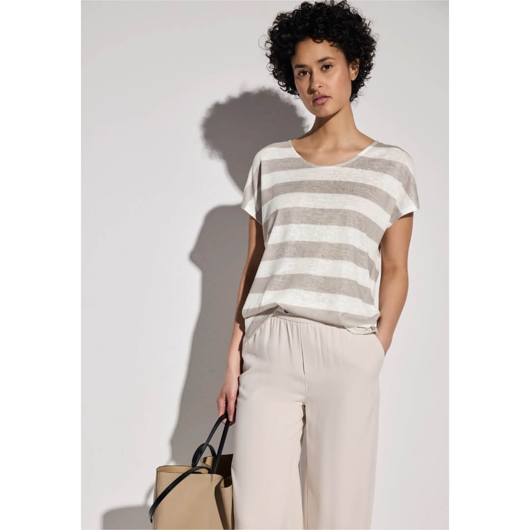 Street One pellavalook raita, beige - Moment.fi