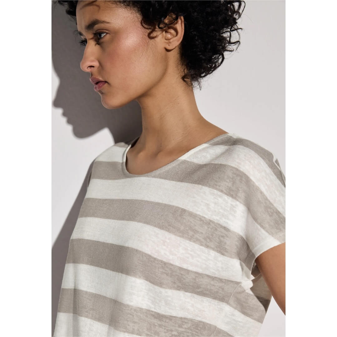 Street One pellavalook raita, beige - Moment.fi