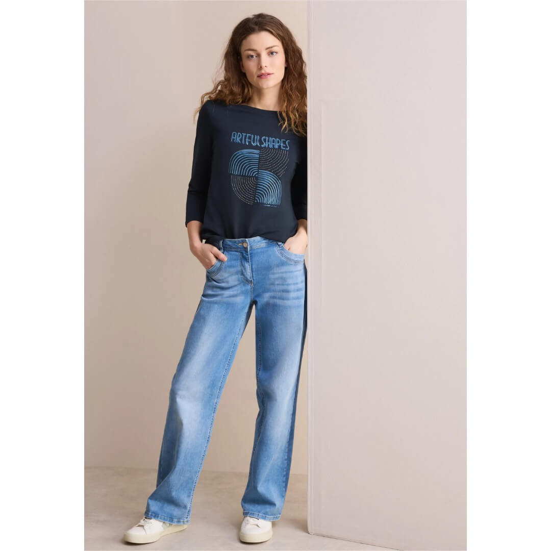 Cecil printtitrikoo 3/4, tummansininen - Moment.fi