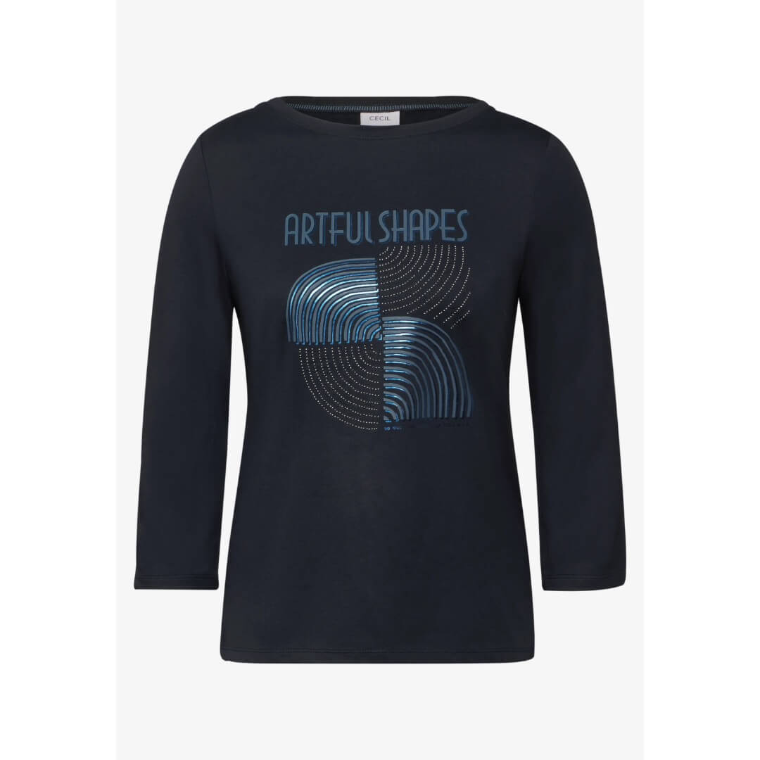 Cecil printtitrikoo 3/4, tummansininen - Moment.fi