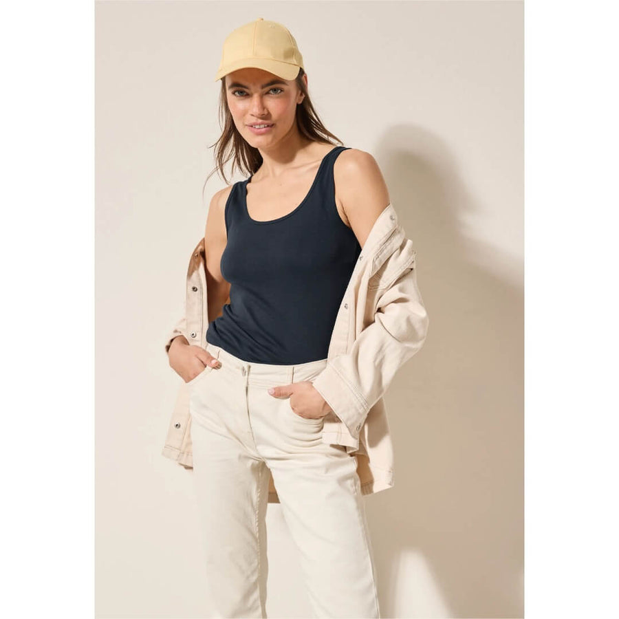 Cecil trikootoppi Linda, tummansininen - Moment.fi