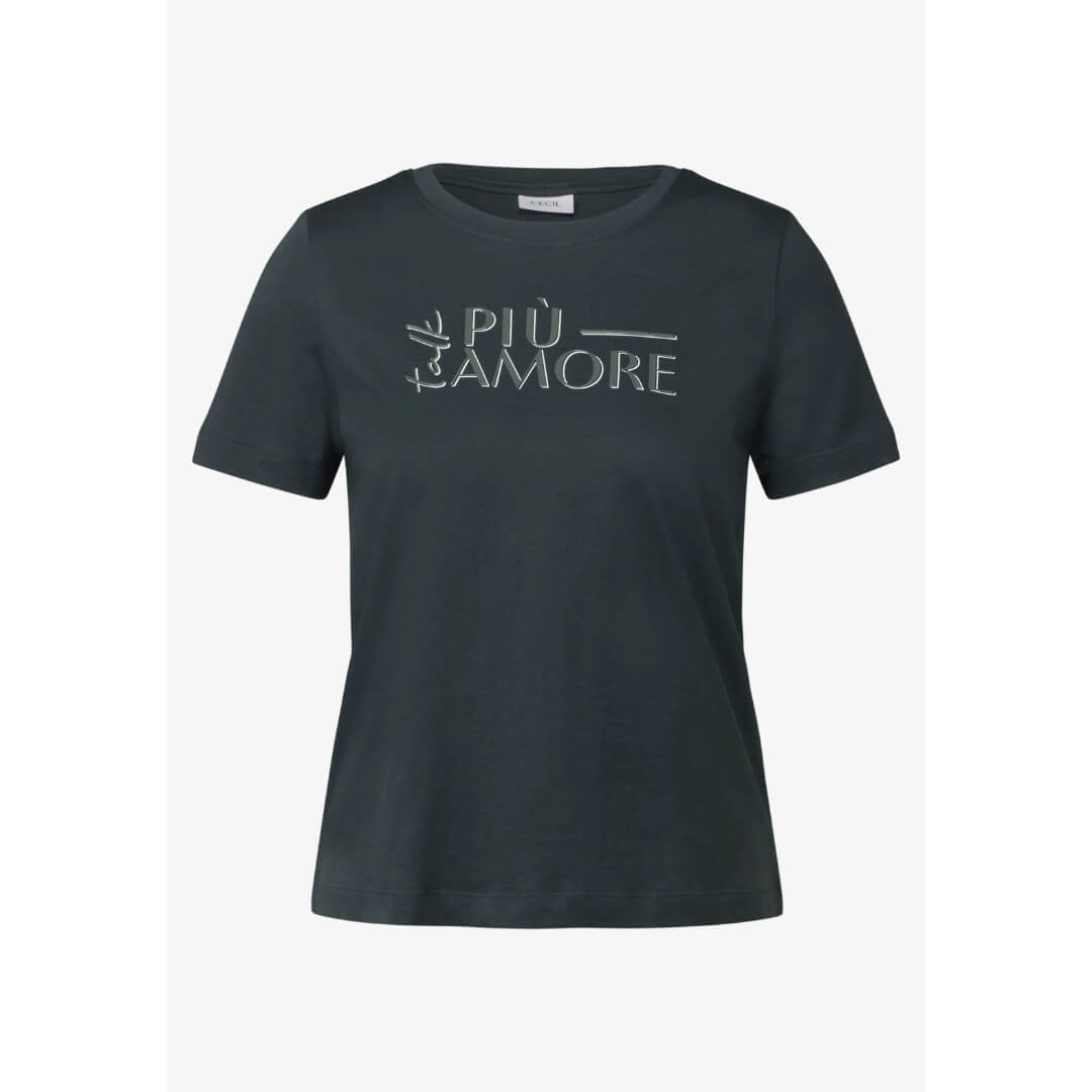 Cecil t-paita printti, tummanvihreä - Moment.fi