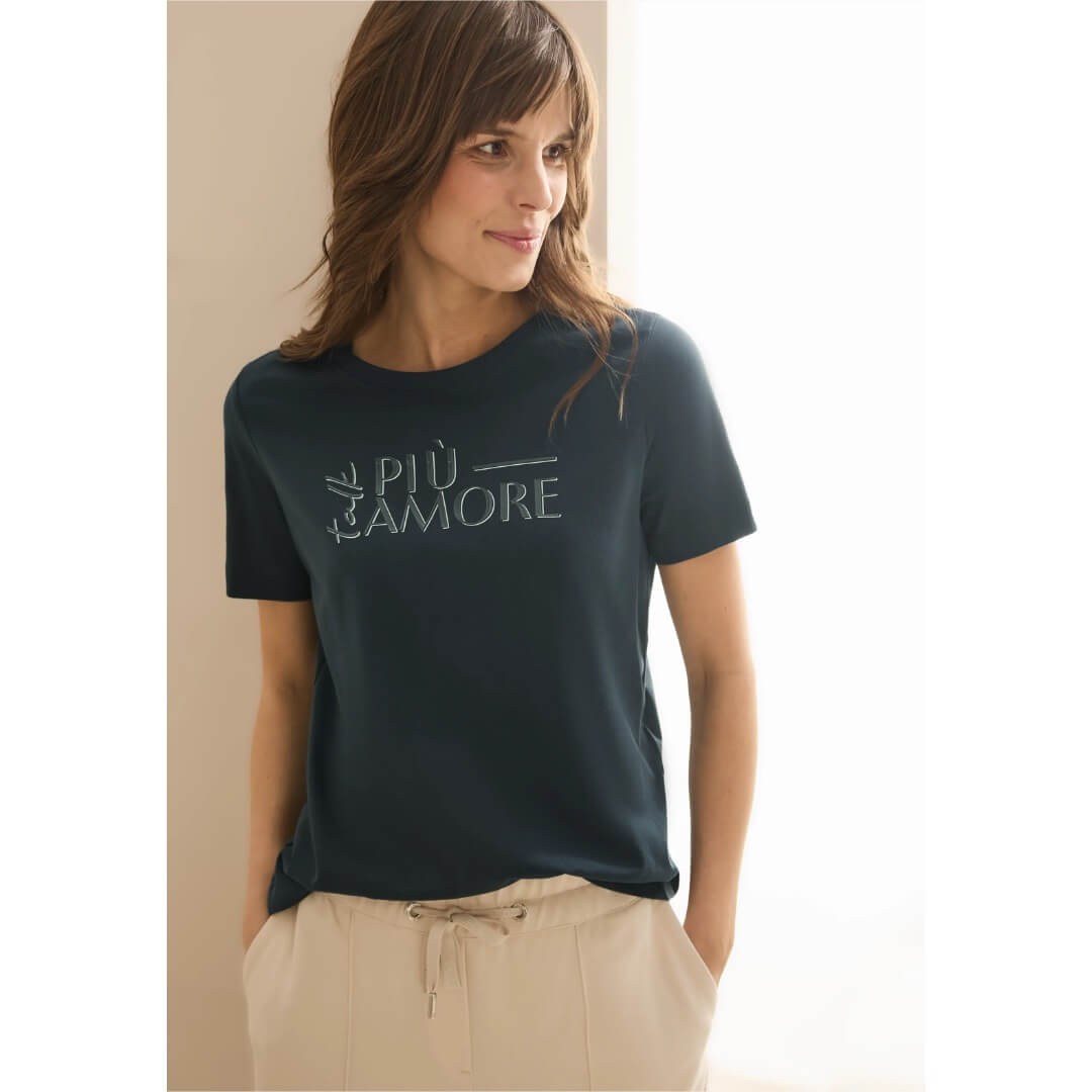 Cecil t-paita printti, tummanvihreä - Moment.fi