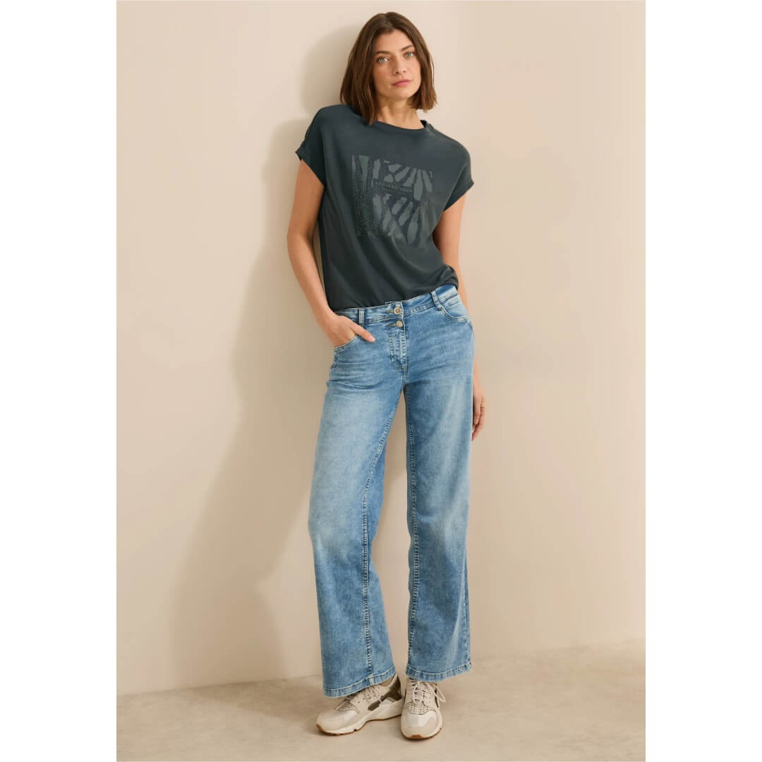 Cecil t-paita modal, tummanvihreä - Moment.fi