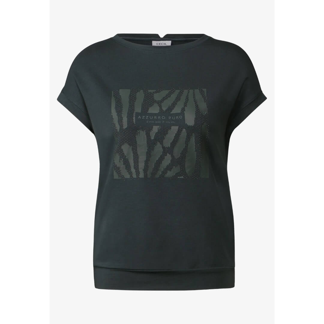 Cecil t-paita modal, tummanvihreä - Moment.fi