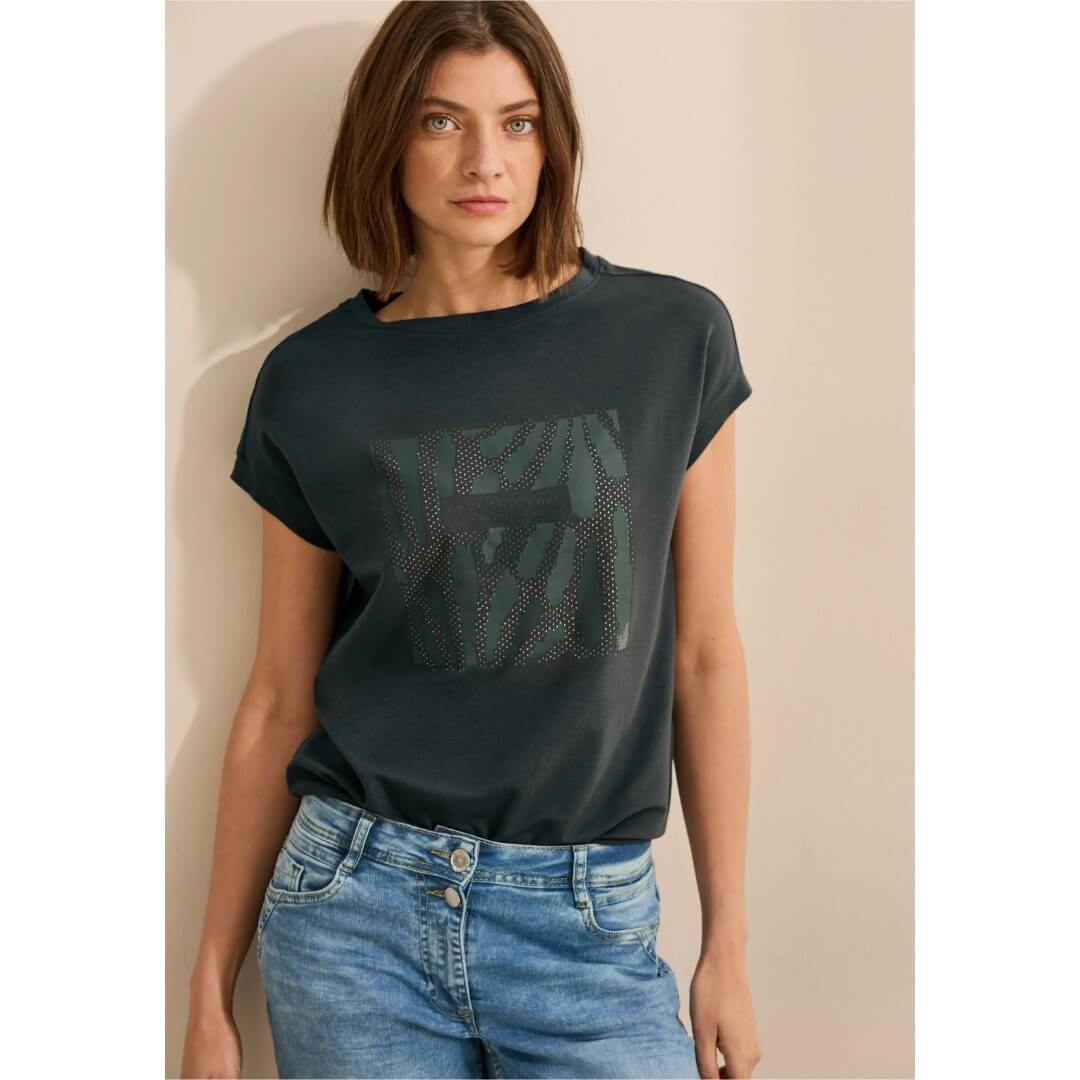 Cecil t-paita modal, tummanvihreä - Moment.fi