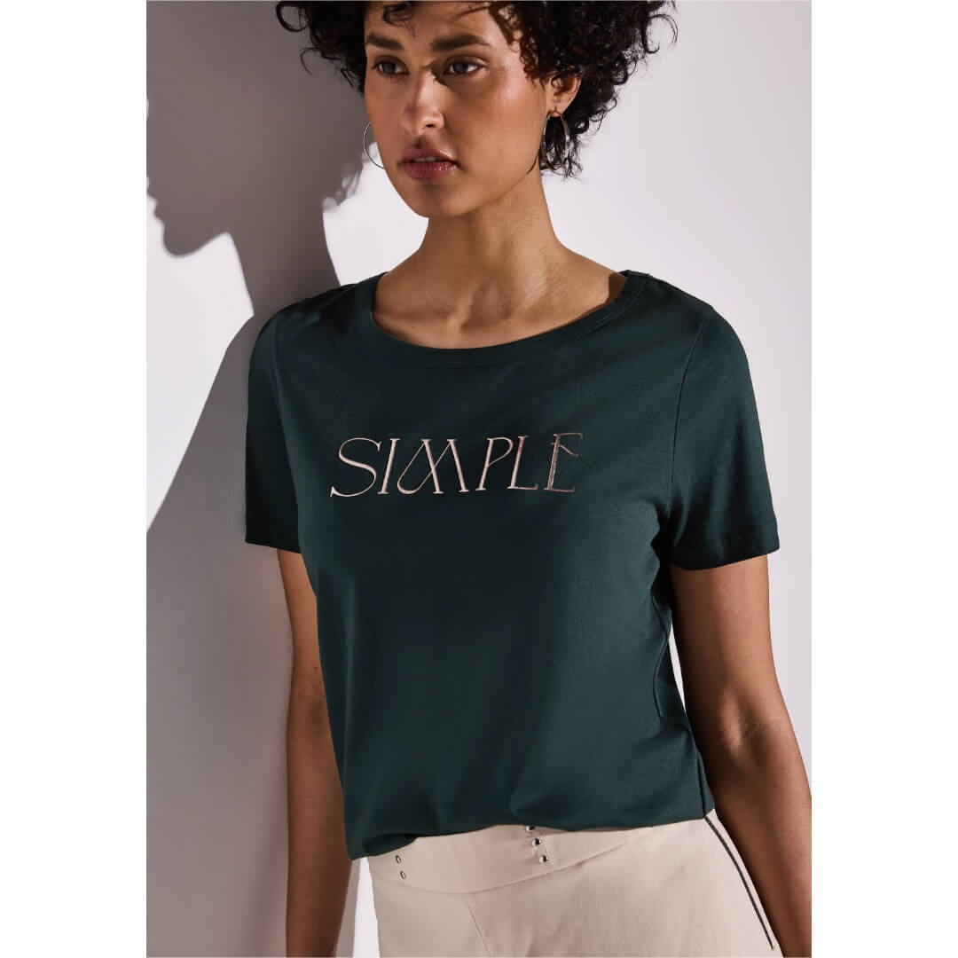 Street One t-paita modaali, tummanvihreä - Moment.fi