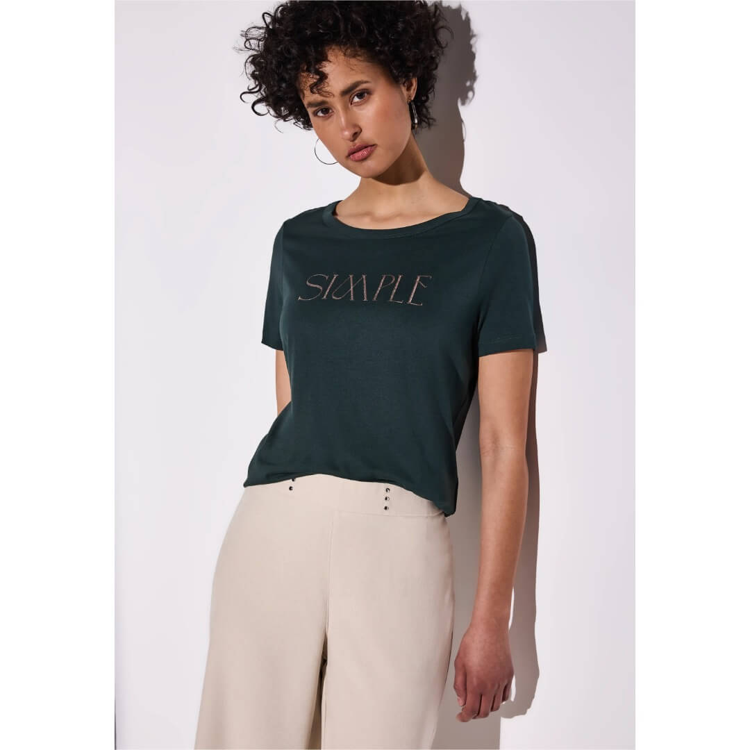 Street One t-paita modaali, tummanvihreä - Moment.fi