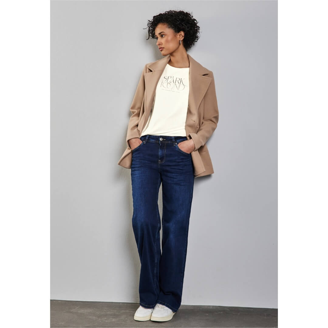 Street One t-paita folioprintti, luonnonvalkoinen - Moment.fi