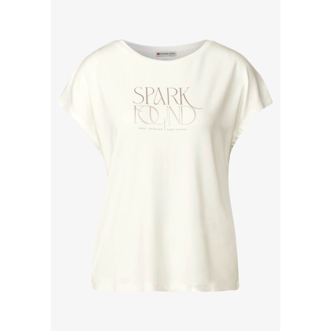 Street One t-paita folioprintti, luonnonvalkoinen - Moment.fi