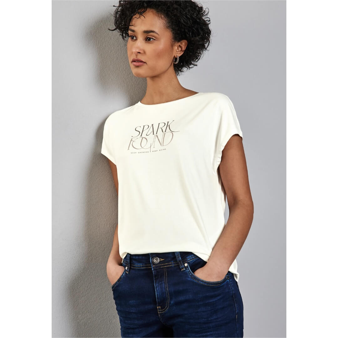 Street One t-paita folioprintti, luonnonvalkoinen - Moment.fi