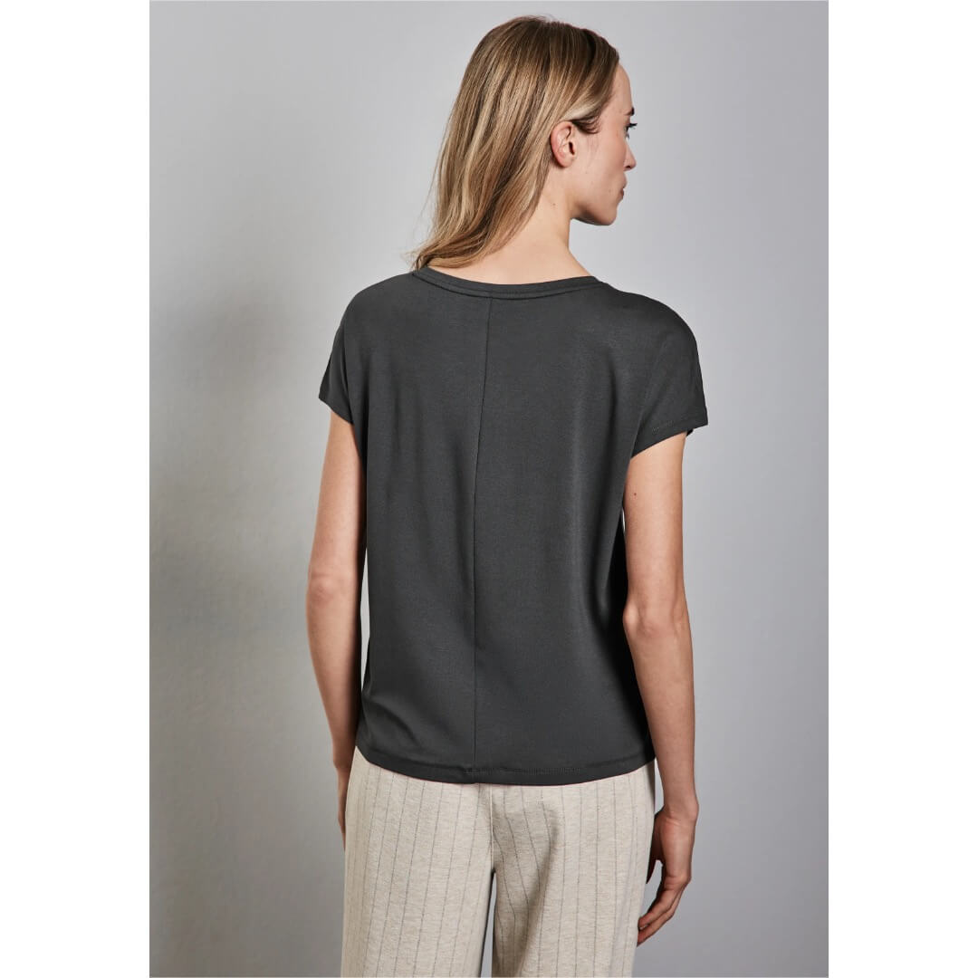 Street One t-paita folioprintti, hiilenharmaa - Moment.fi