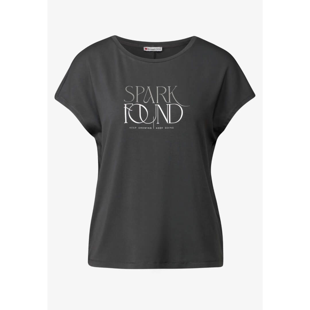 Street One t-paita folioprintti, hiilenharmaa - Moment.fi