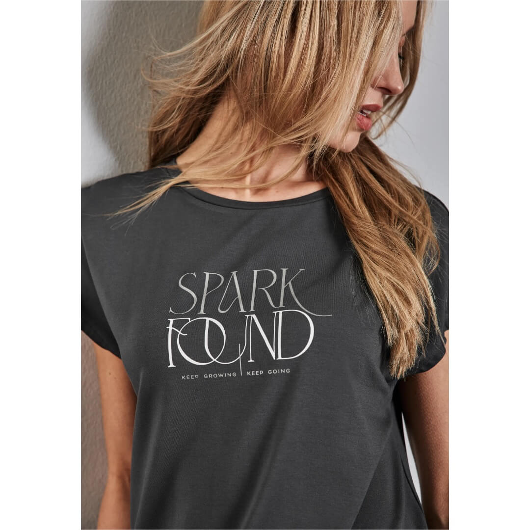 Street One t-paita folioprintti, hiilenharmaa - Moment.fi