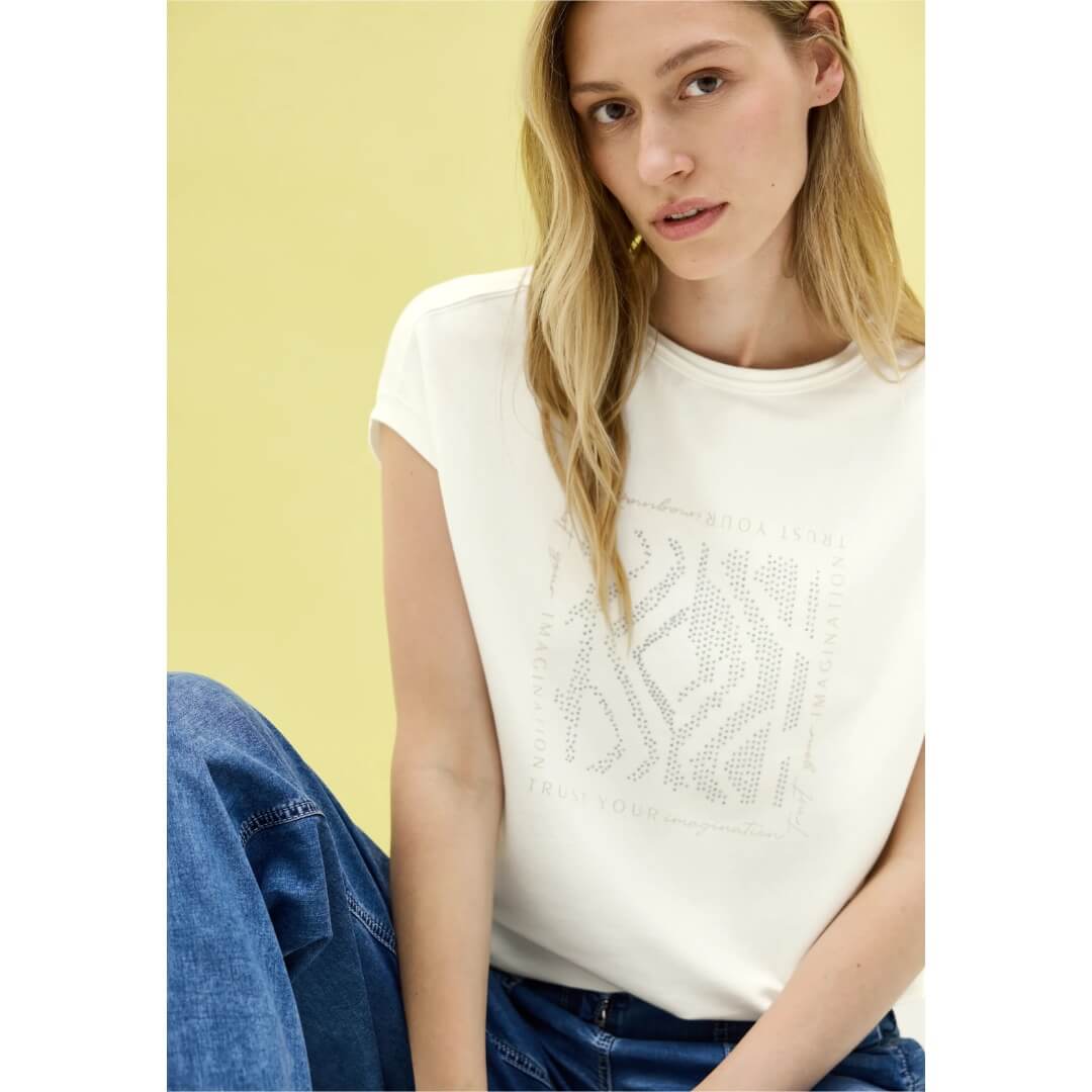 Cecil t-paita modaali, valkoinen - Moment.fi