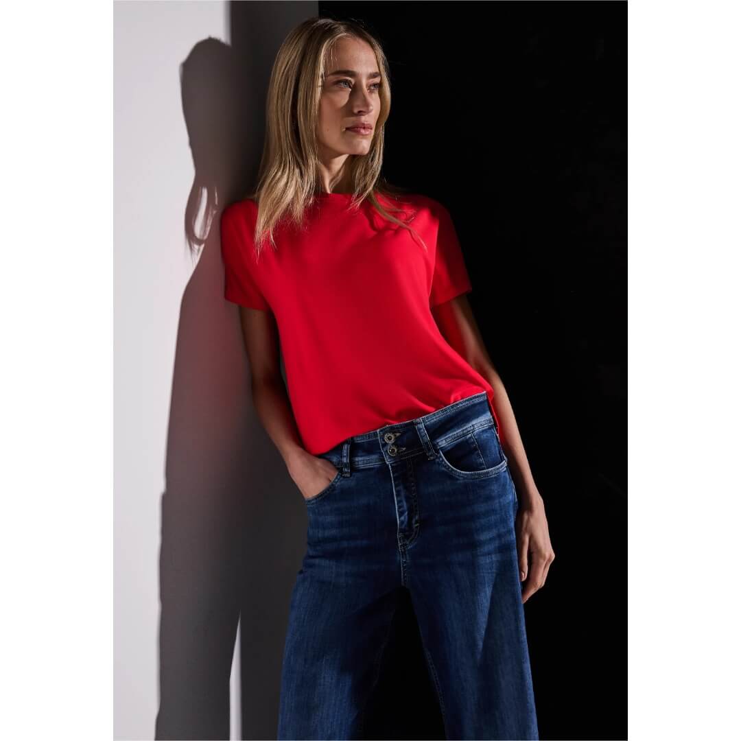 Street One t-paita stretch, punainen - Moment.fi