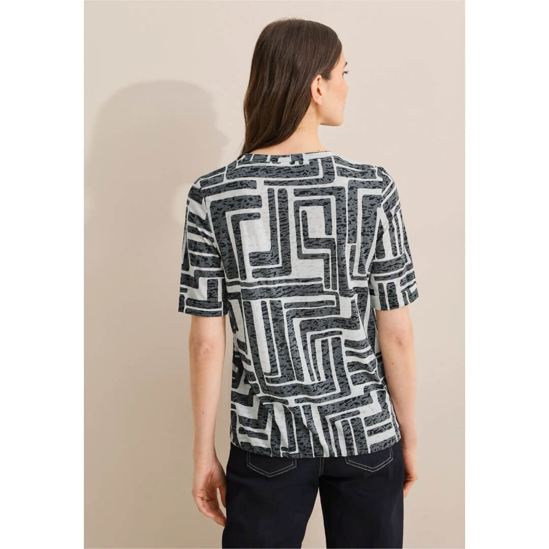 Cecil t-paita kuosi, tummansininen - Moment.fi