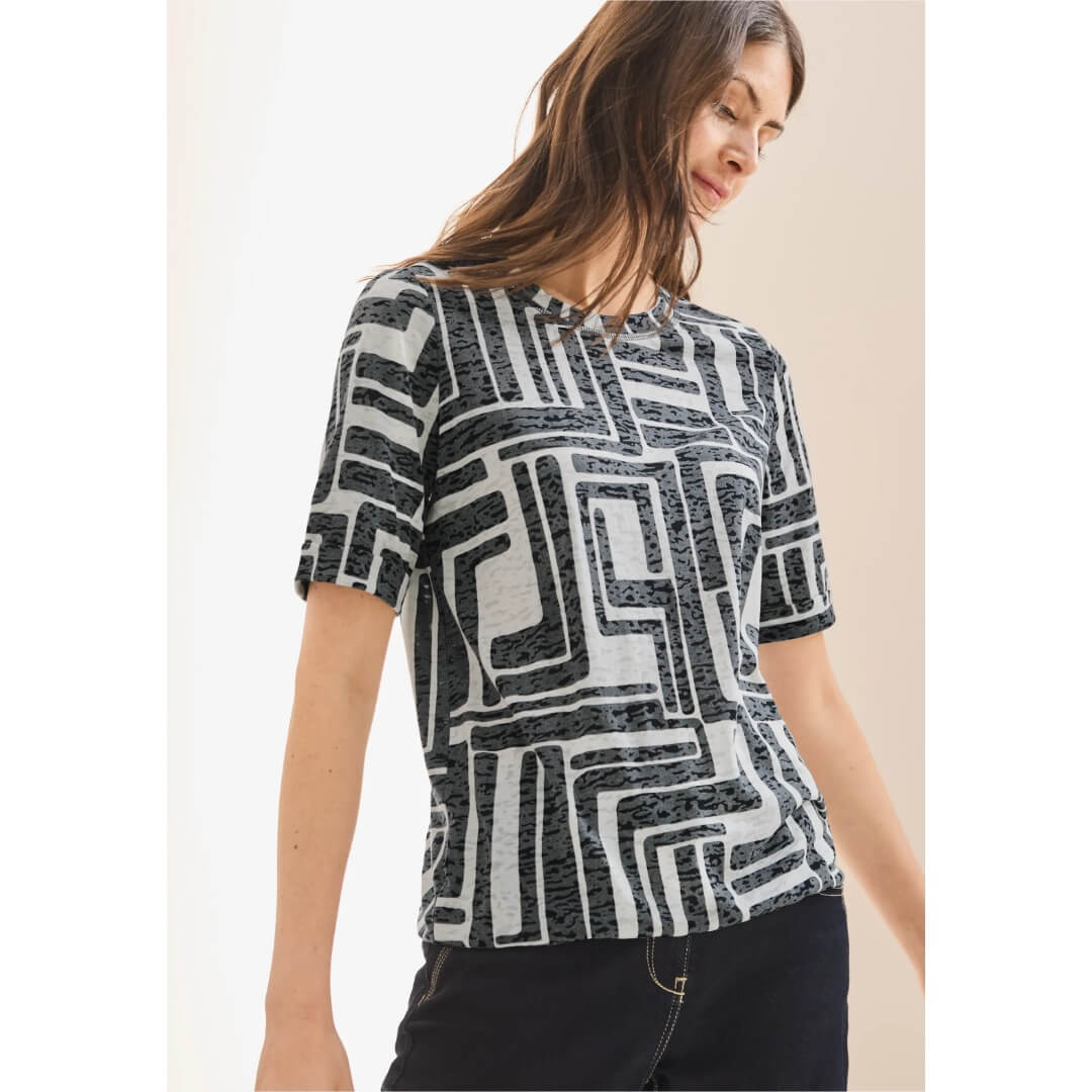 Cecil t-paita kuosi, tummansininen - Moment.fi