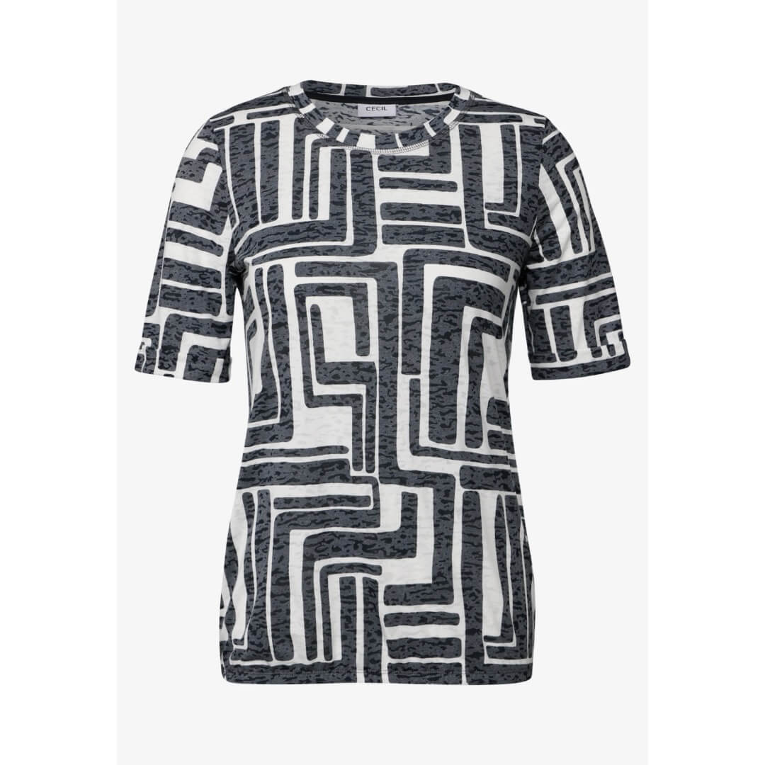 Cecil t-paita kuosi, tummansininen - Moment.fi