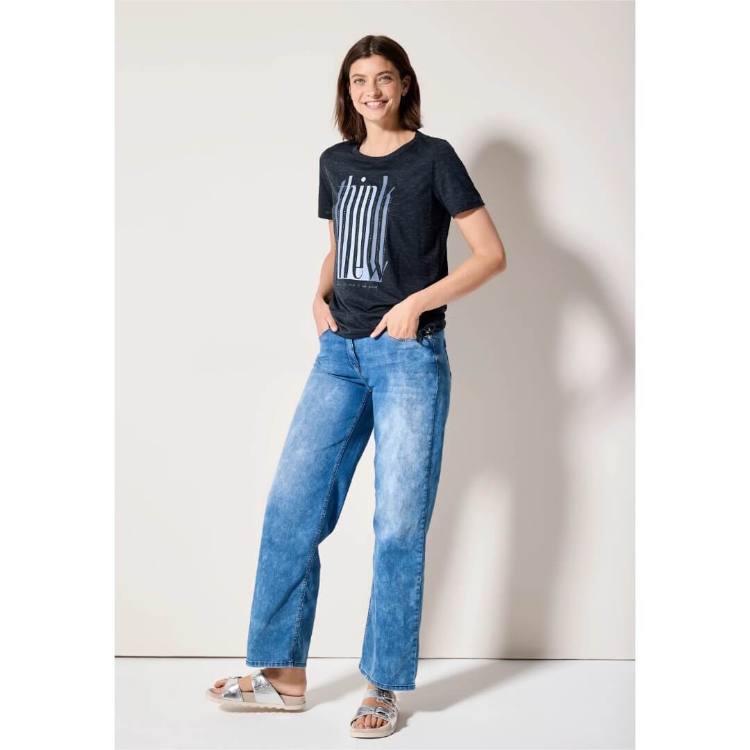 Cecil t-paita printti, tummansininen - Moment.fi