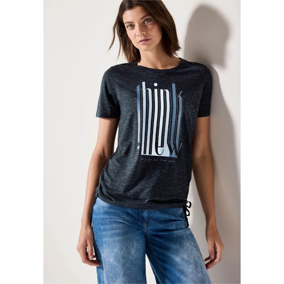 Cecil t-paita printti, tummansininen - Moment.fi