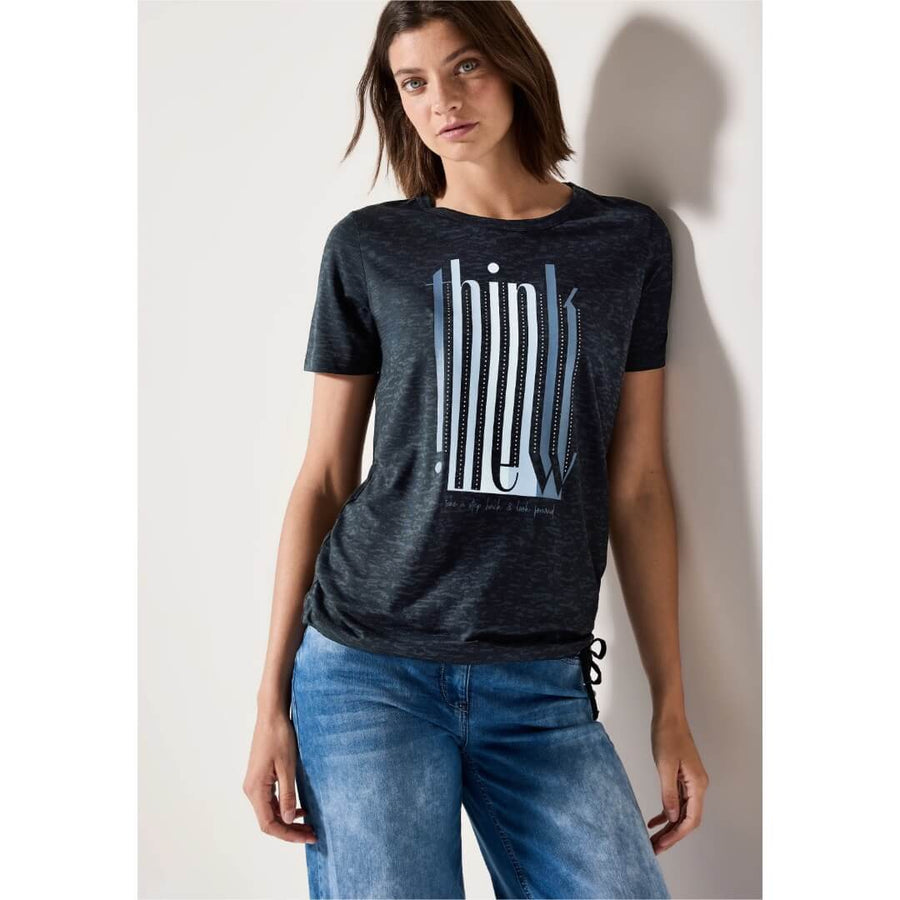 Cecil t-paita printti, tummansininen - Moment.fi