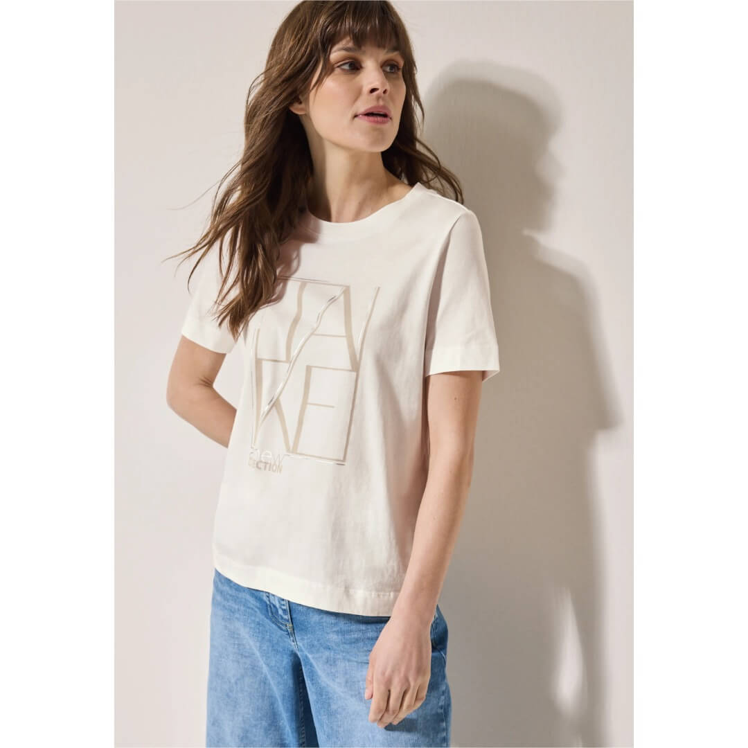 Cecil t-paita printillä, valkoinen - Moment.fi