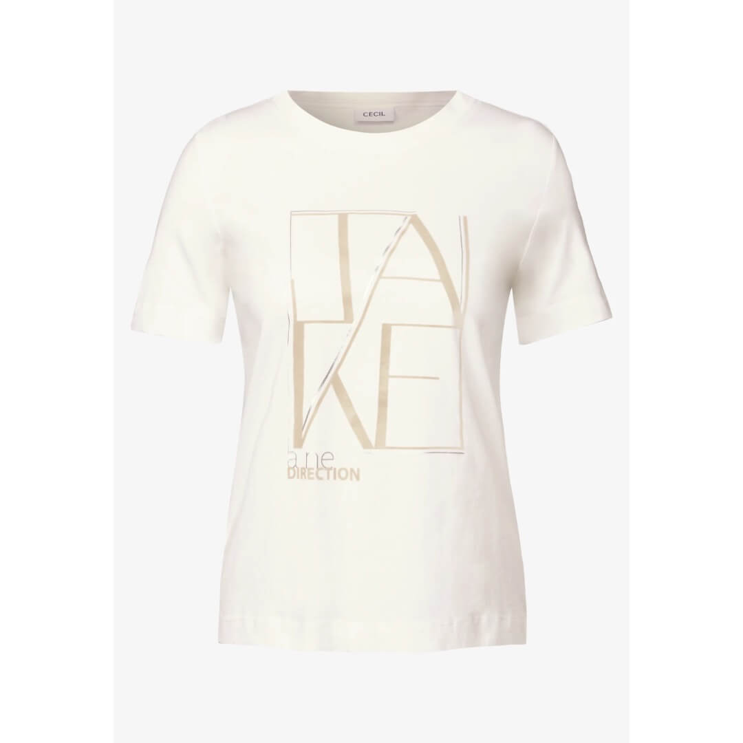 Cecil t-paita printillä, valkoinen - Moment.fi