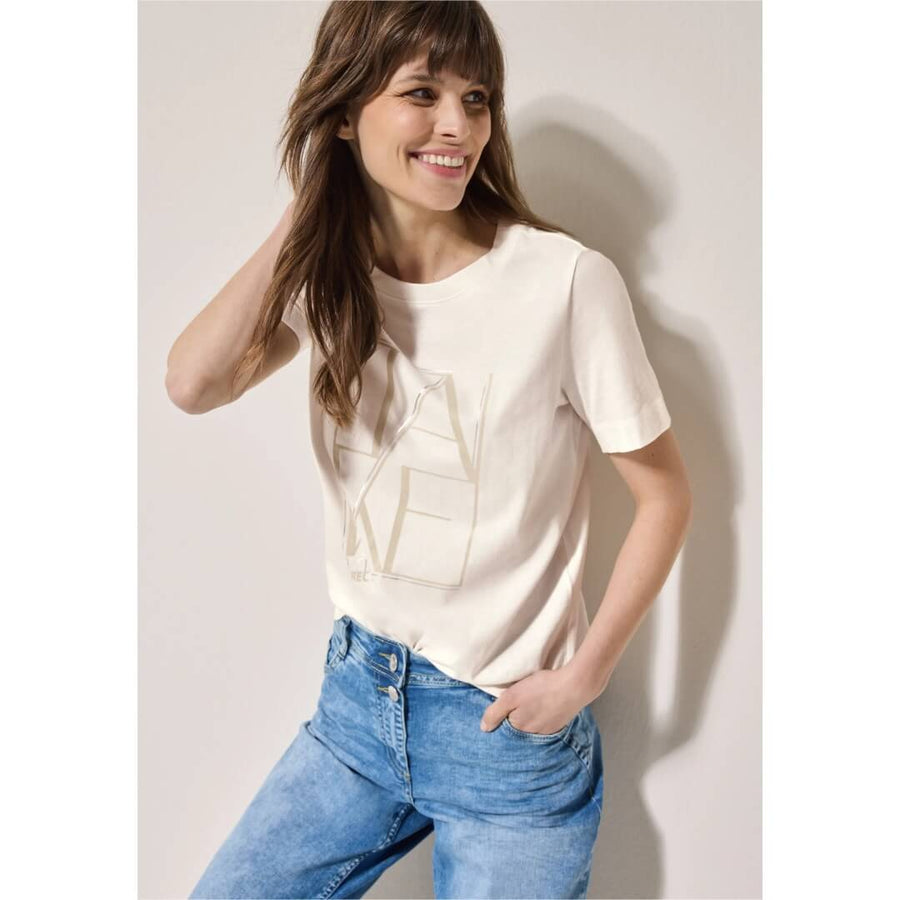 Cecil t-paita printillä, valkoinen - Moment.fi