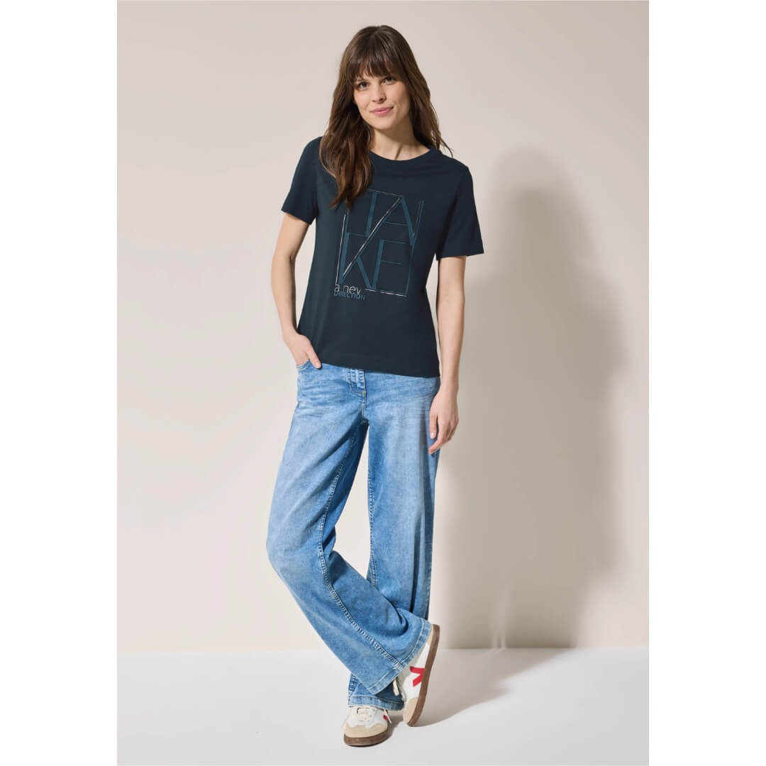 Cecil t-paita printillä, tummansininen - Moment.fi