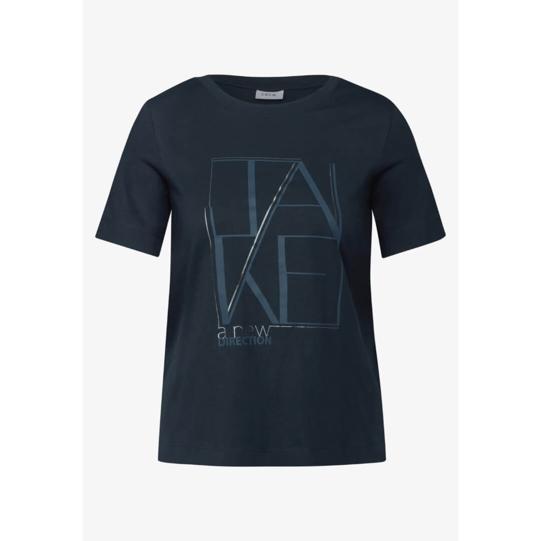 Cecil t-paita printillä, tummansininen - Moment.fi