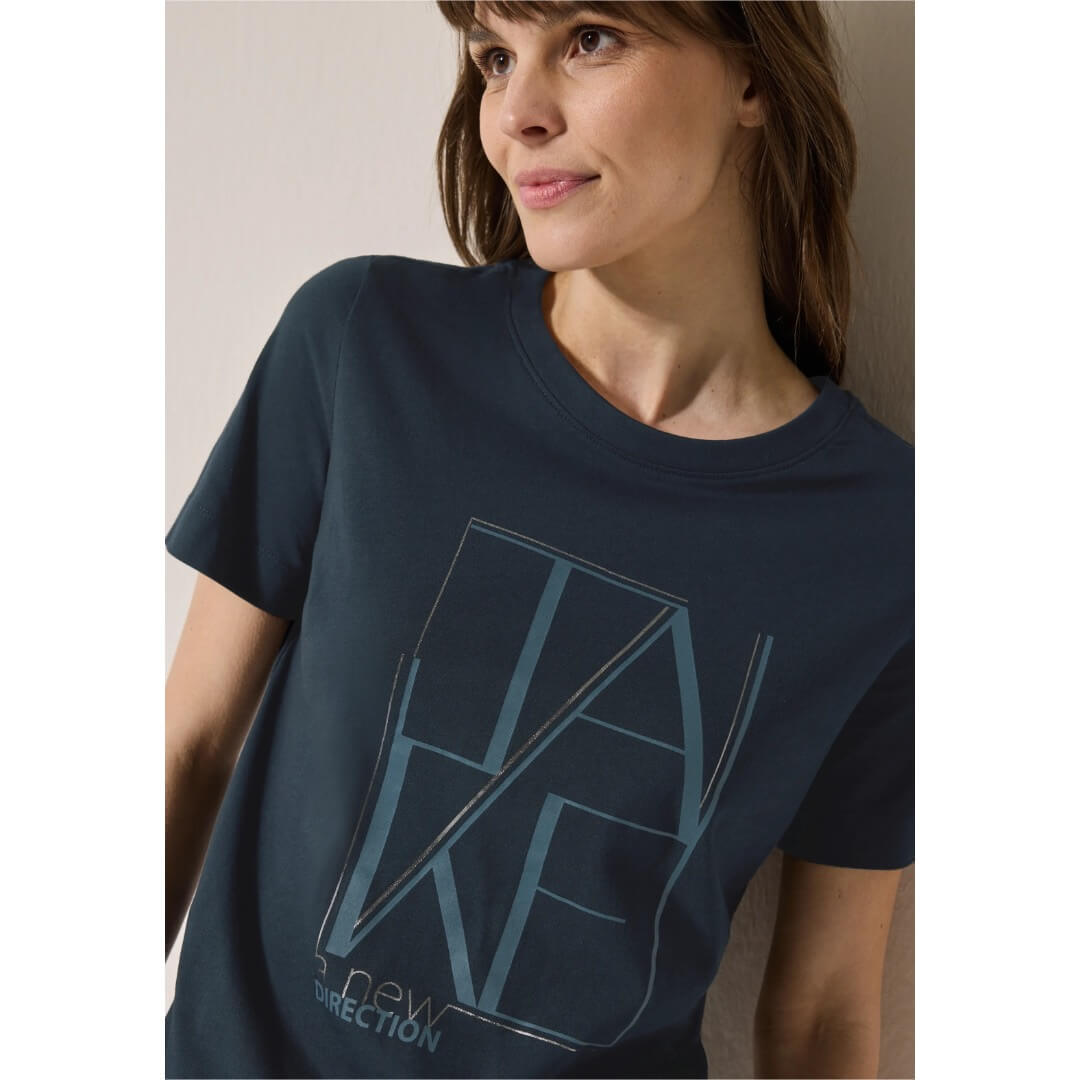 Cecil t-paita printillä, tummansininen - Moment.fi