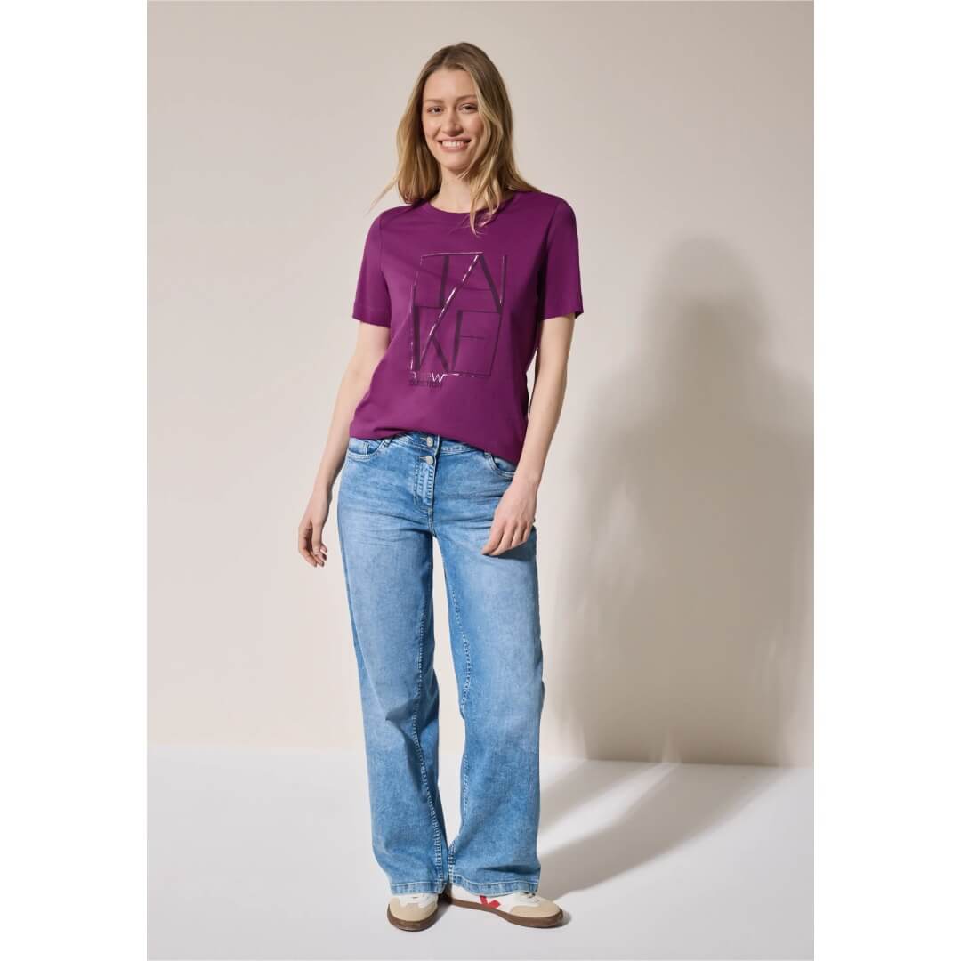 Cecil t-paita printillä, fuksia - Moment.fi