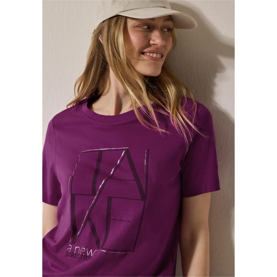 Cecil t-paita printillä, fuksia - Moment.fi