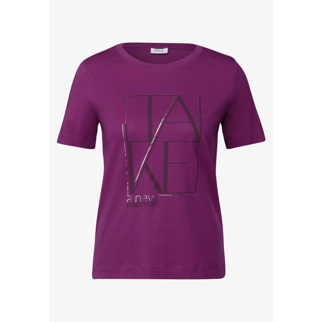 Cecil t-paita printillä, fuksia - Moment.fi