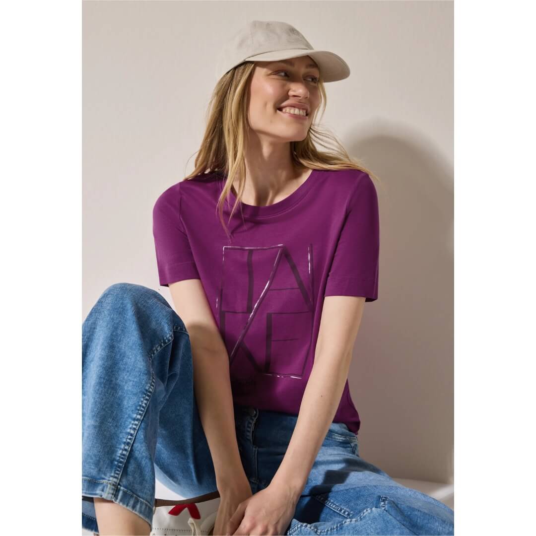 Cecil t-paita printillä, fuksia - Moment.fi