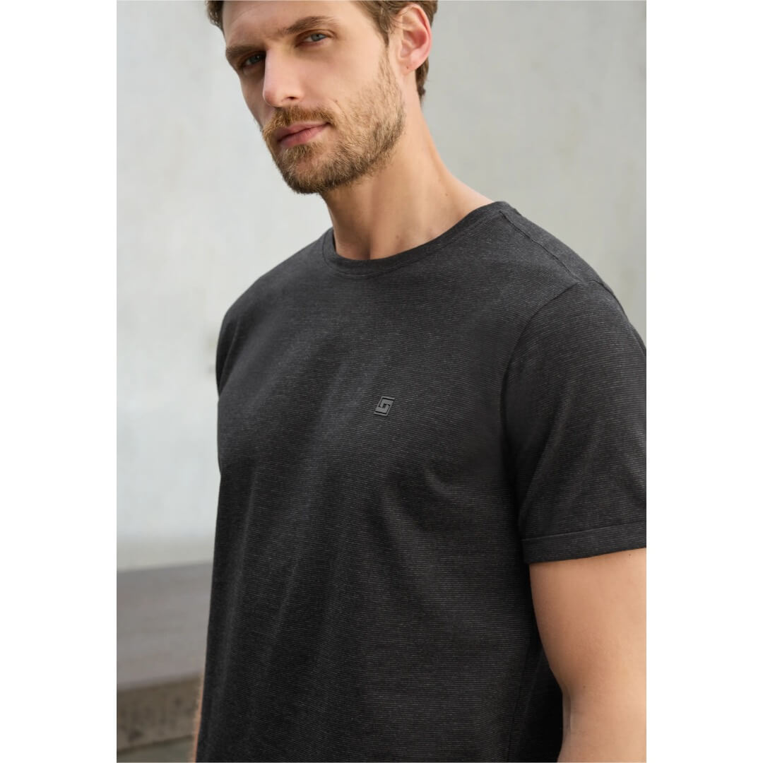 Street One t-paita mininraita, musta - Moment.fi