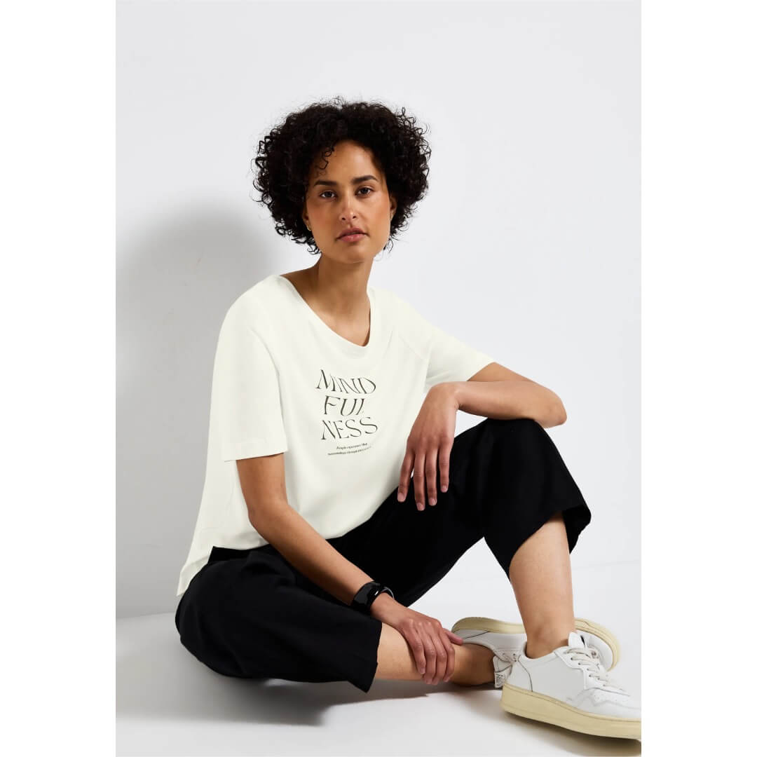 Street One t-paita modaali, luonnonvalkoinen - Moment.fi