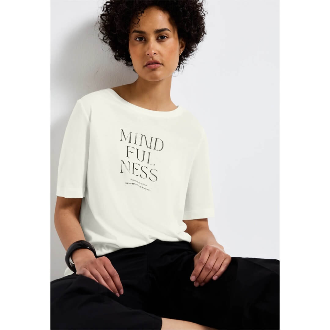 Street One t-paita modaali, luonnonvalkoinen - Moment.fi