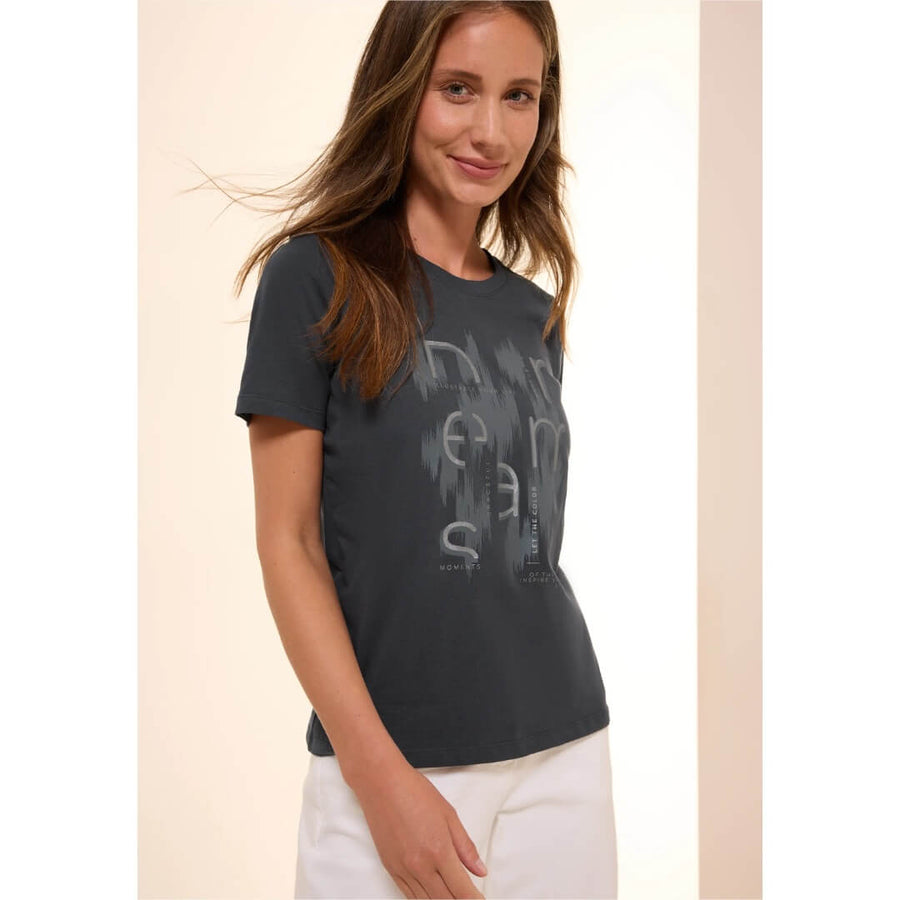 Cecil t-paita folioprintti, harmaa - Moment.fi