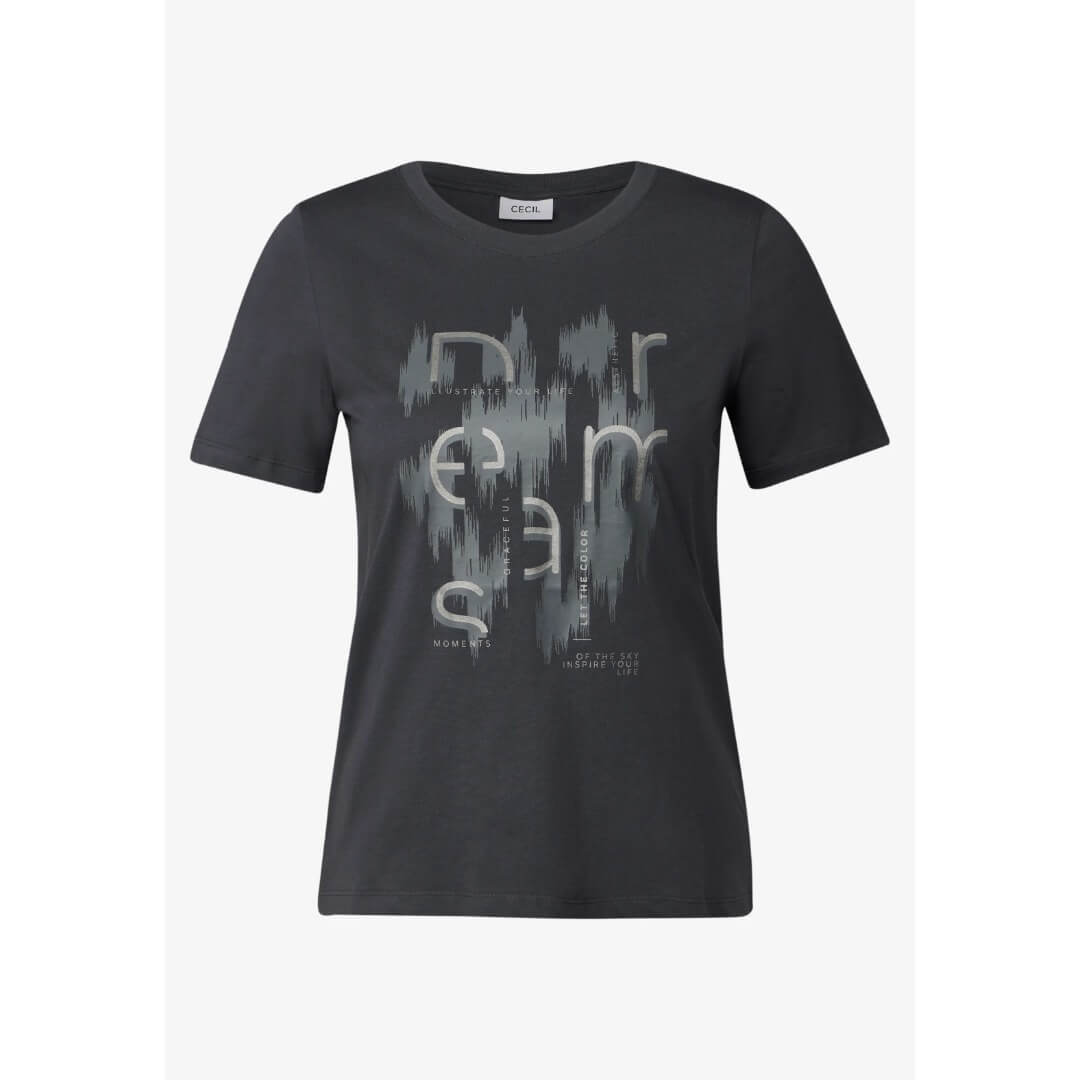 Cecil t-paita folioprintti, harmaa - Moment.fi
