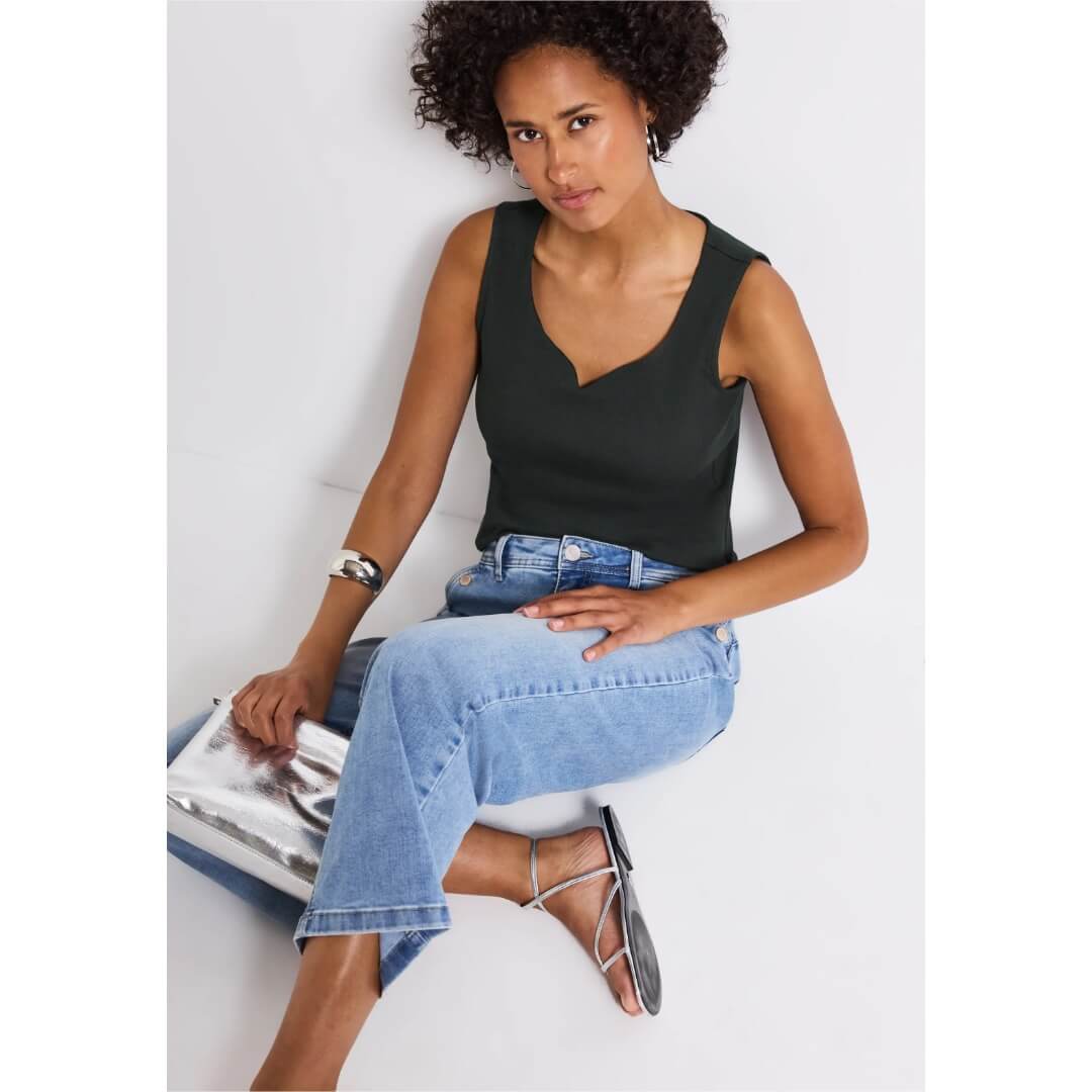 Street One toppi rib, tummanvihreä - Moment.fi