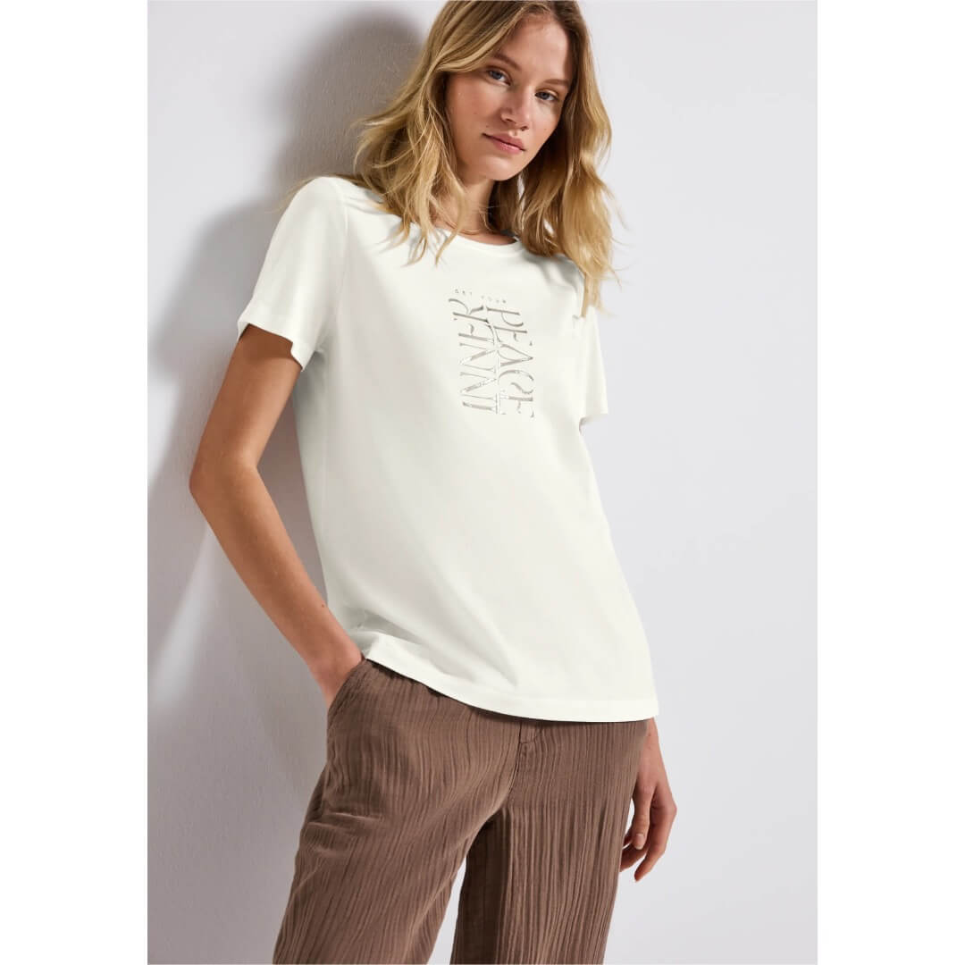 Street One t-paita modaali, valkoinen - Moment.fi