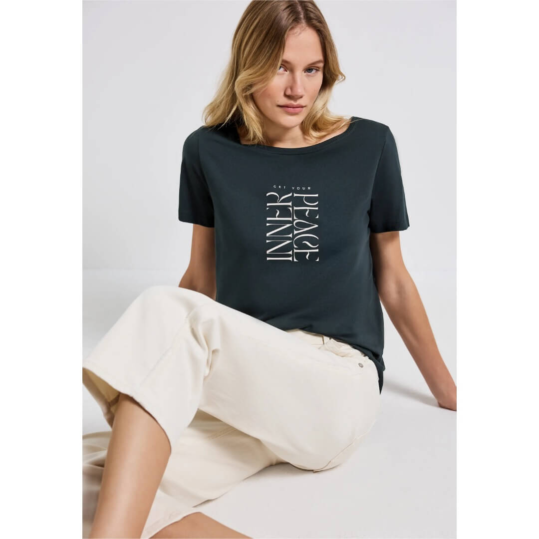 Street One t-paita modaali, tummanvihreä - Moment.fi