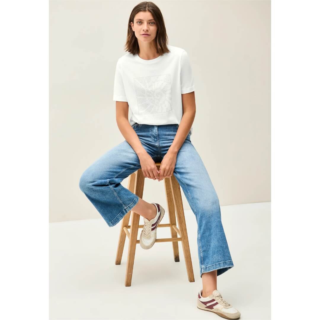 Cecil t-paita printti, valkoinen - Moment.fi