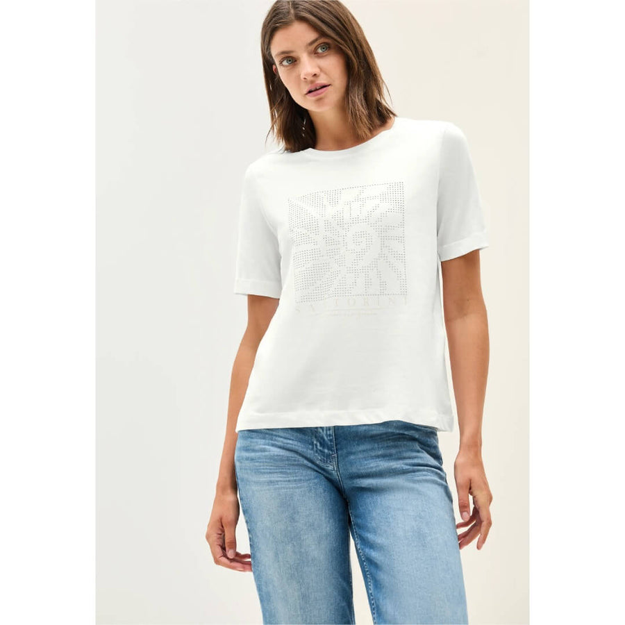 Cecil t-paita printti, valkoinen - Moment.fi