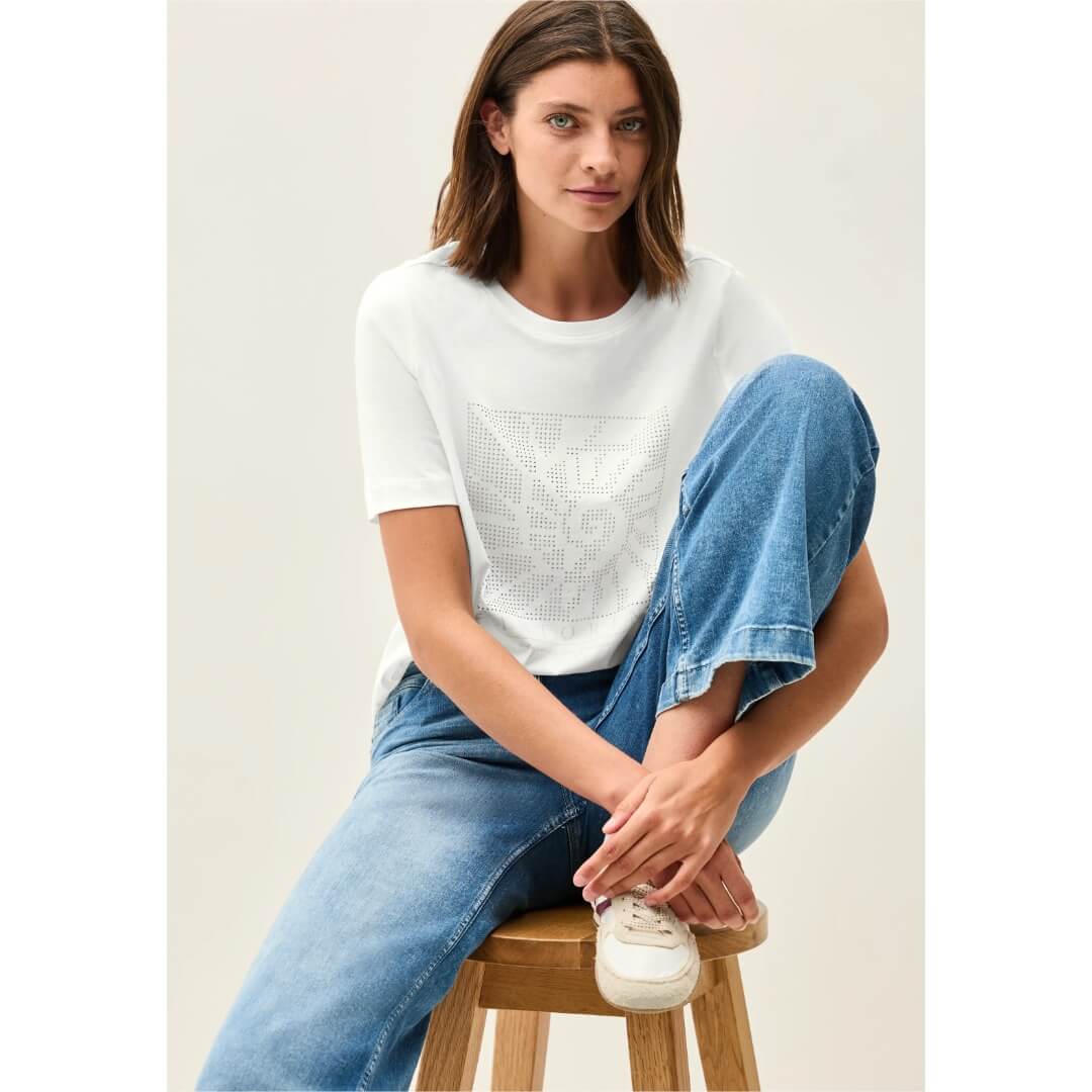 Cecil t-paita printti, valkoinen - Moment.fi