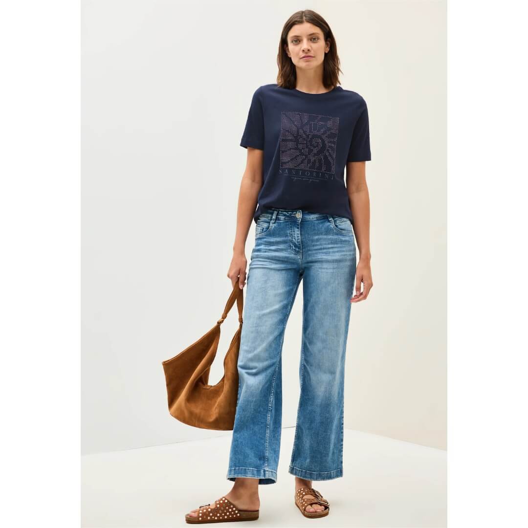 Cecil t-paita printti, tummansininen - Moment.fi