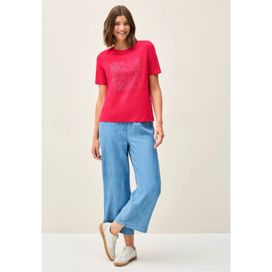 Cecil t-paita printti, punainen - Moment.fi