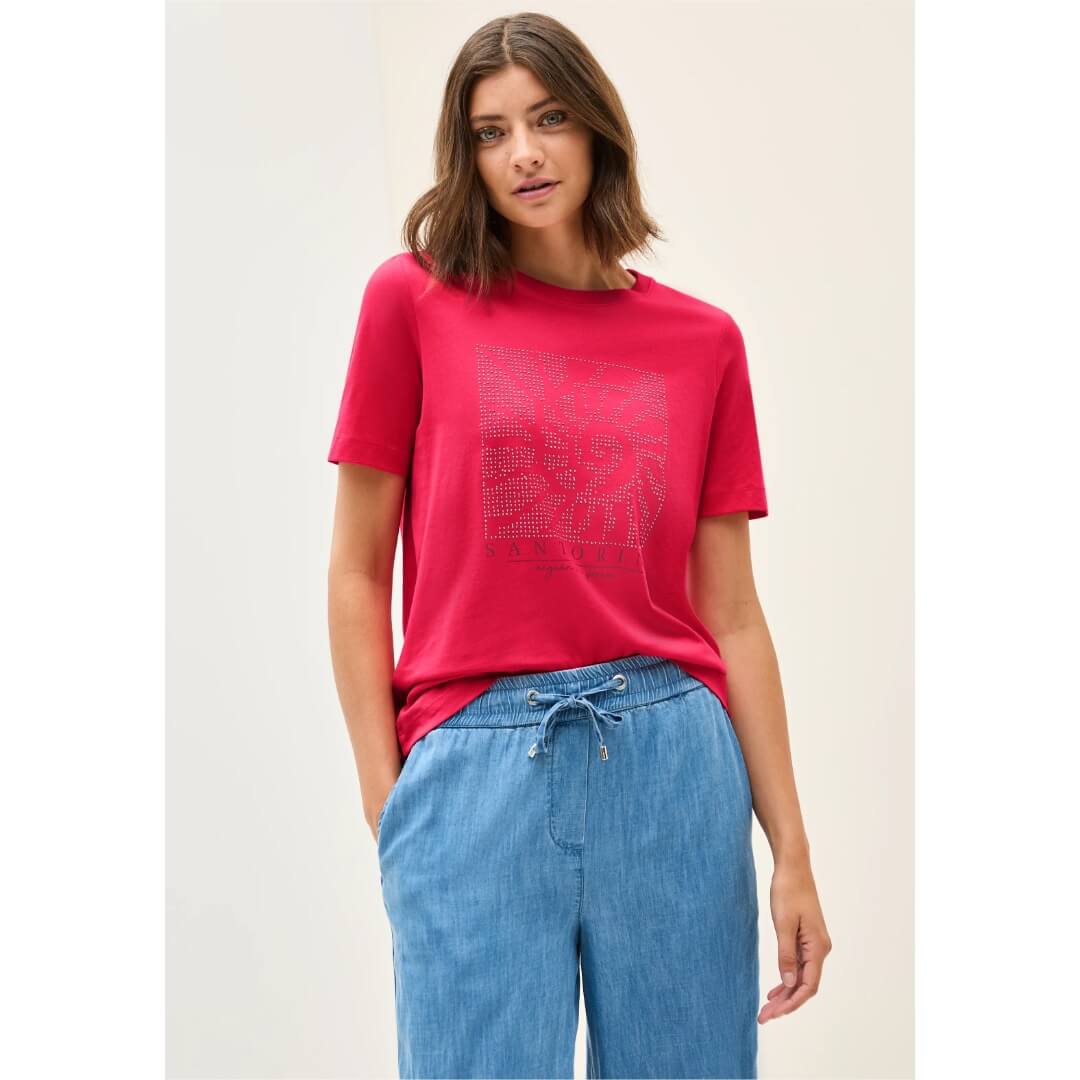 Cecil t-paita printti, punainen - Moment.fi